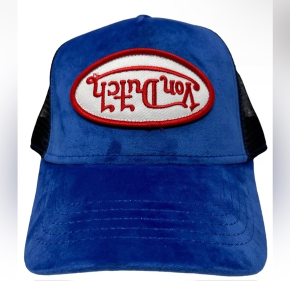 Von Dutch Blue Velvet Upside Down Embroidered Logo
VELVET Trucker Hat/Snapback - Picture 3 of 14